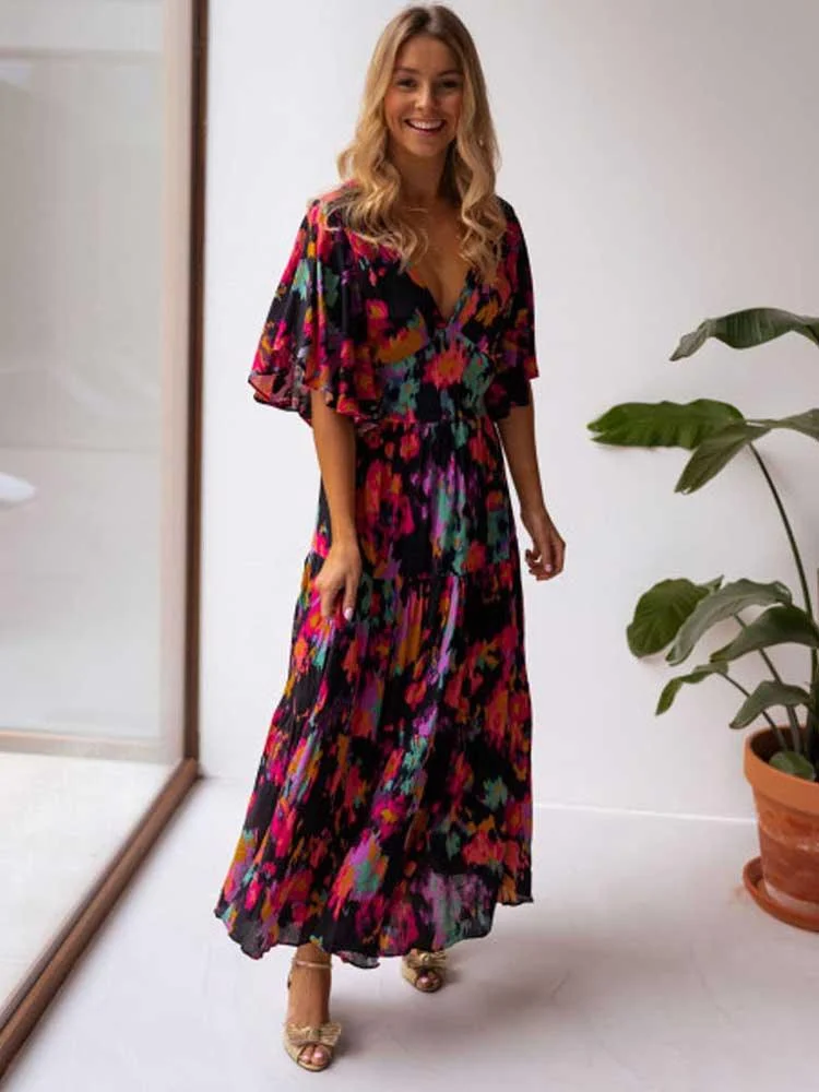 Espa Bold Floral Bohemian Maxi Dress - Glova