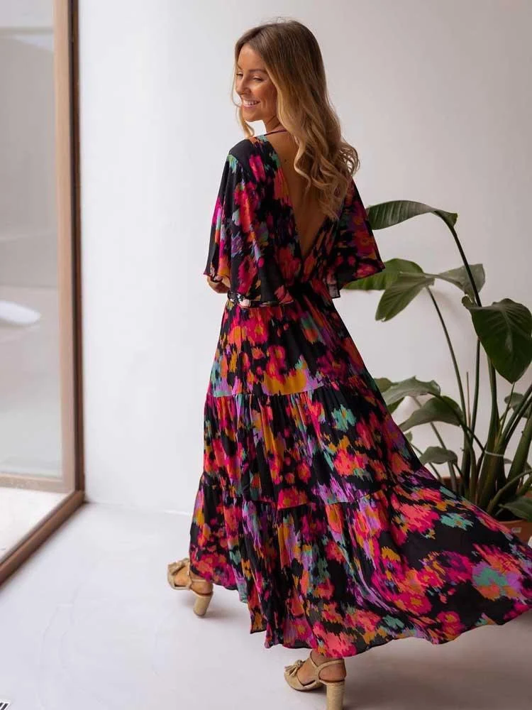 Espa Bold Floral Bohemian Maxi Dress - Glova