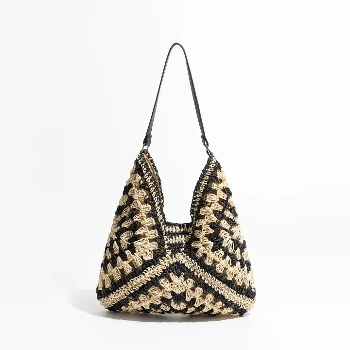 Esperanza Stripe Bohemian  Straw Hobo Bags   - Glova