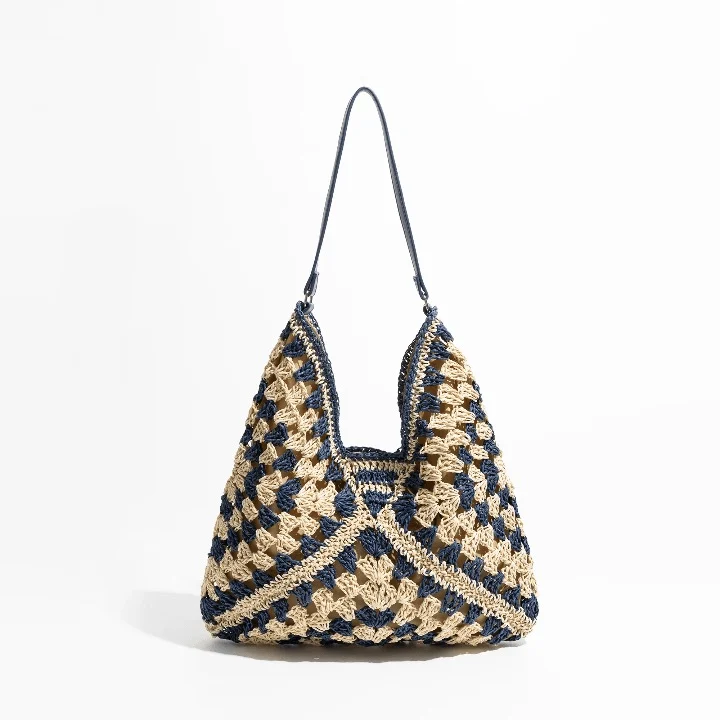 Esperanza Stripe Bohemian  Straw Hobo Bags   - Glova