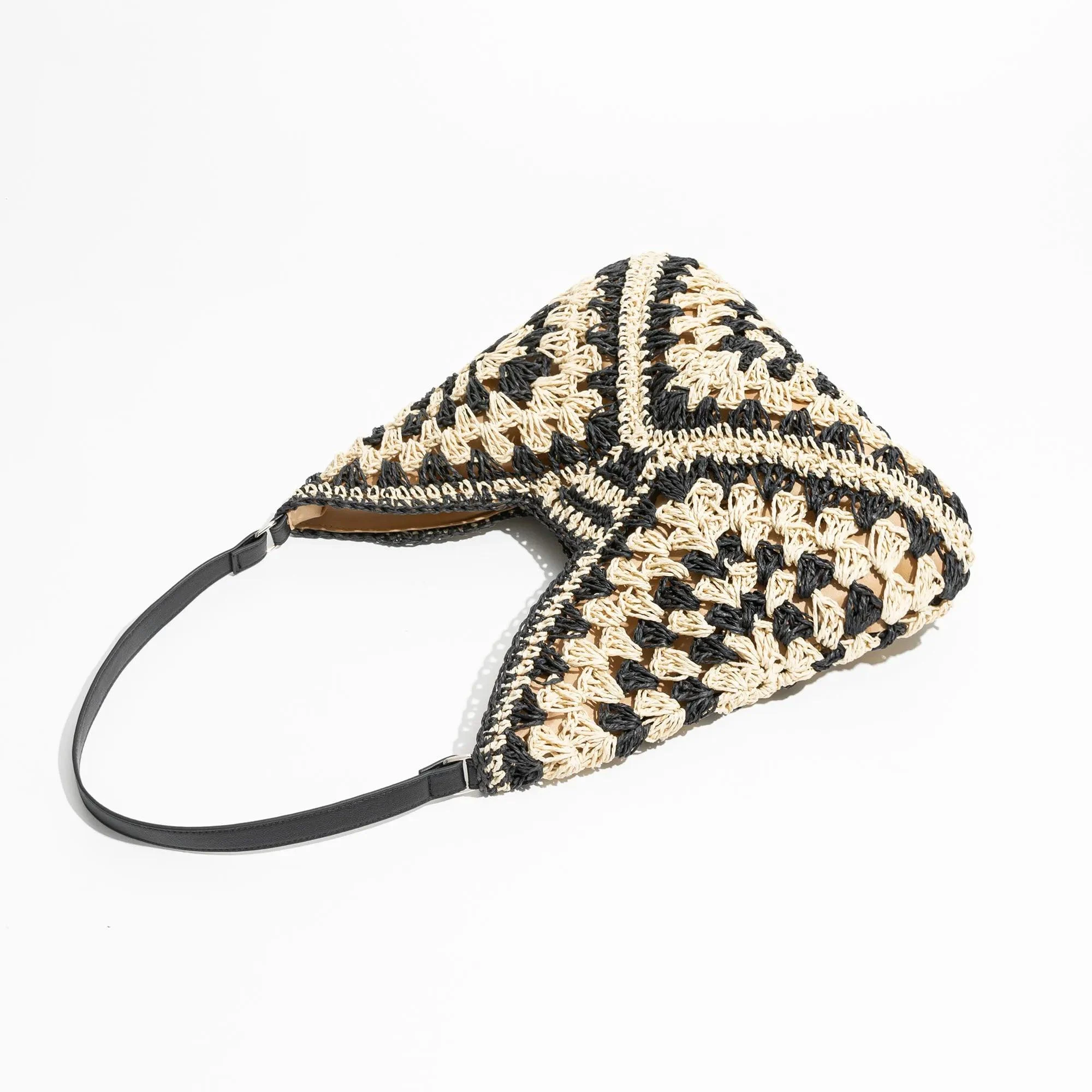 Esperanza Stripe Bohemian  Straw Hobo Bags   - Glova