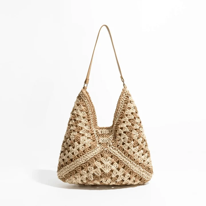 Esperanza Stripe Bohemian  Straw Hobo Bags   - Glova