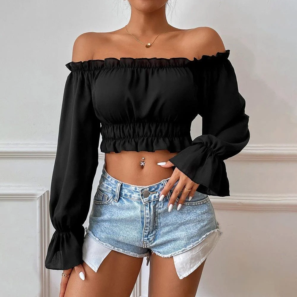 Esther Off Shoulder Crop Top - Glova