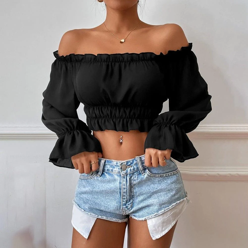 Esther Off Shoulder Crop Top - Glova