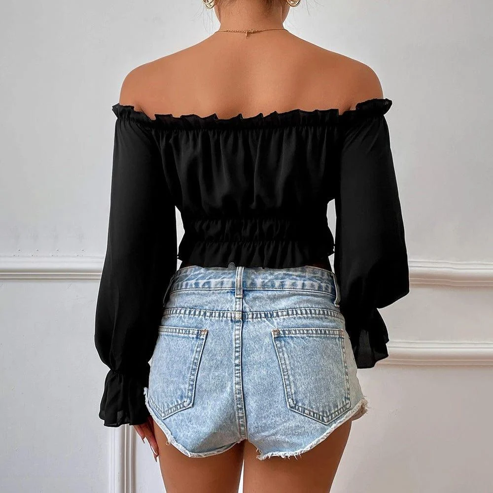 Esther Off Shoulder Crop Top - Glova