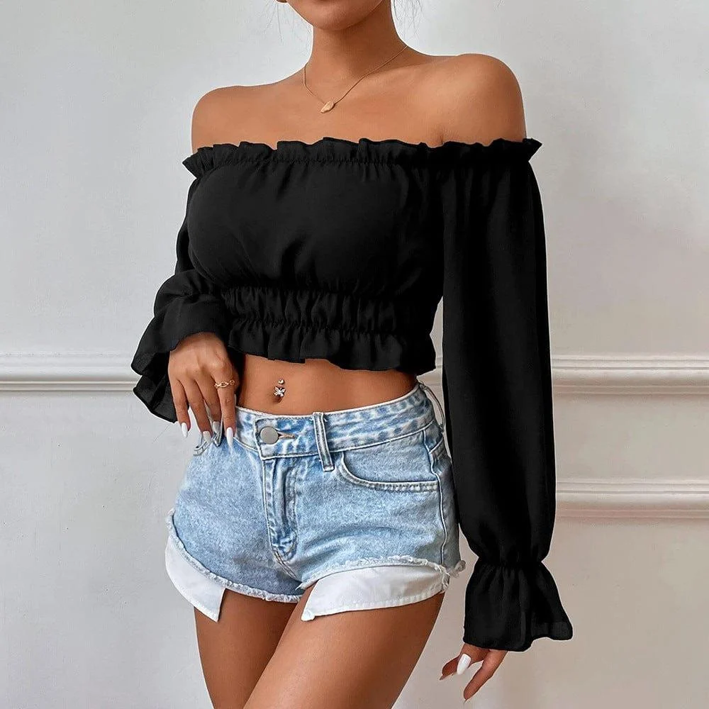 Esther Off Shoulder Crop Top - Glova