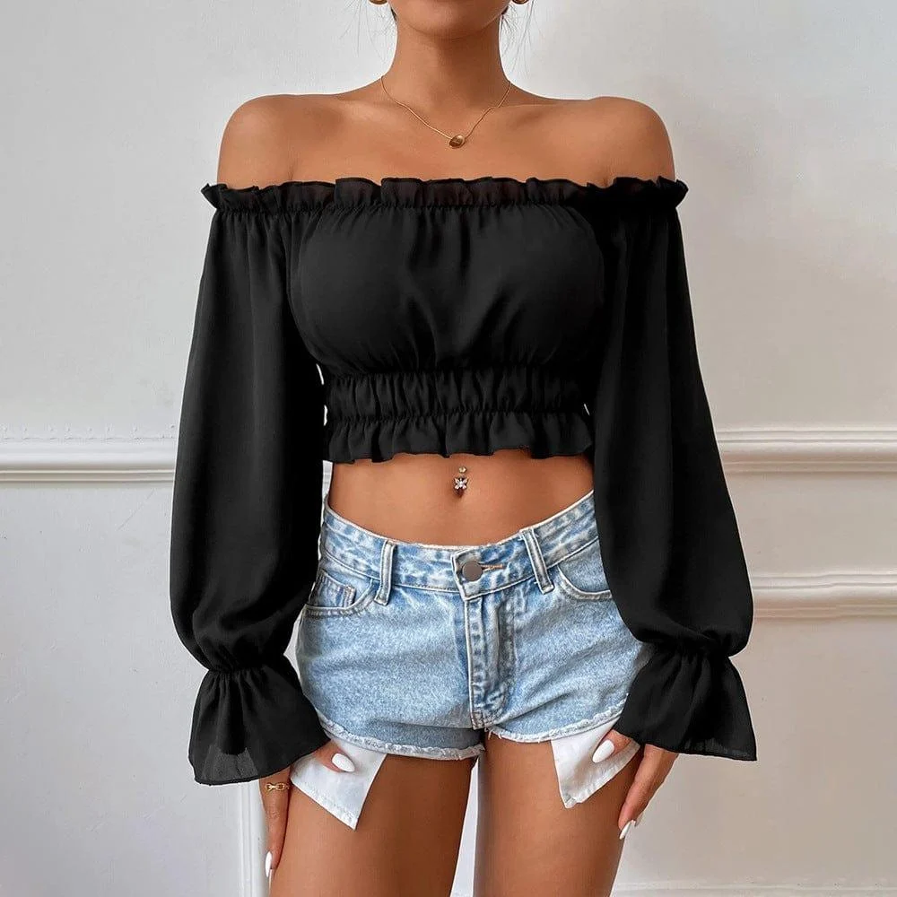 Esther Off Shoulder Crop Top - Glova