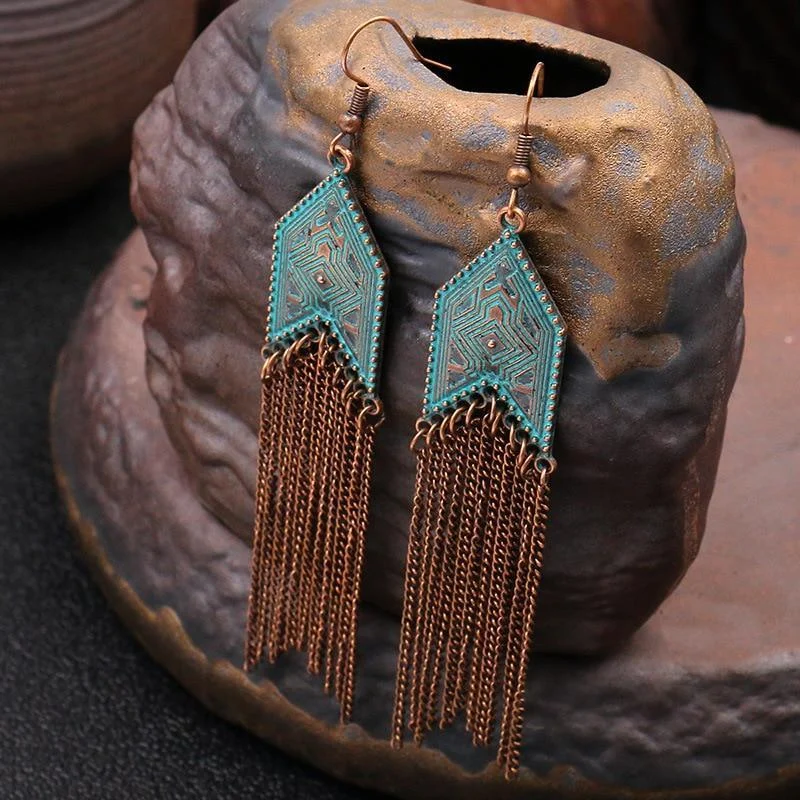 Ethnic Arrow Tassel Earrings - Glova