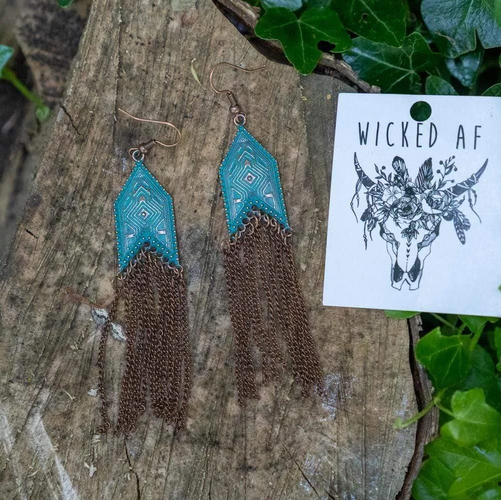 Ethnic Arrow Tassel Earrings - Glova