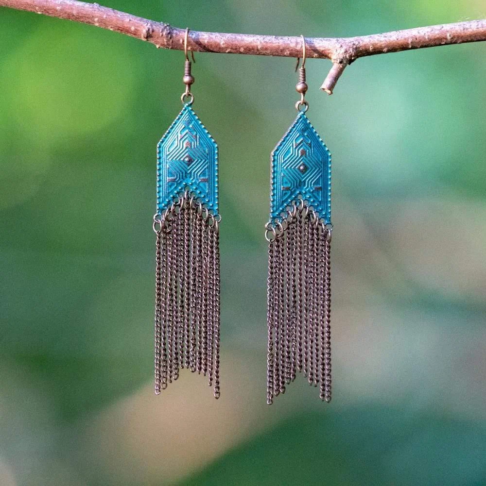 Ethnic Arrow Tassel Earrings - Glova