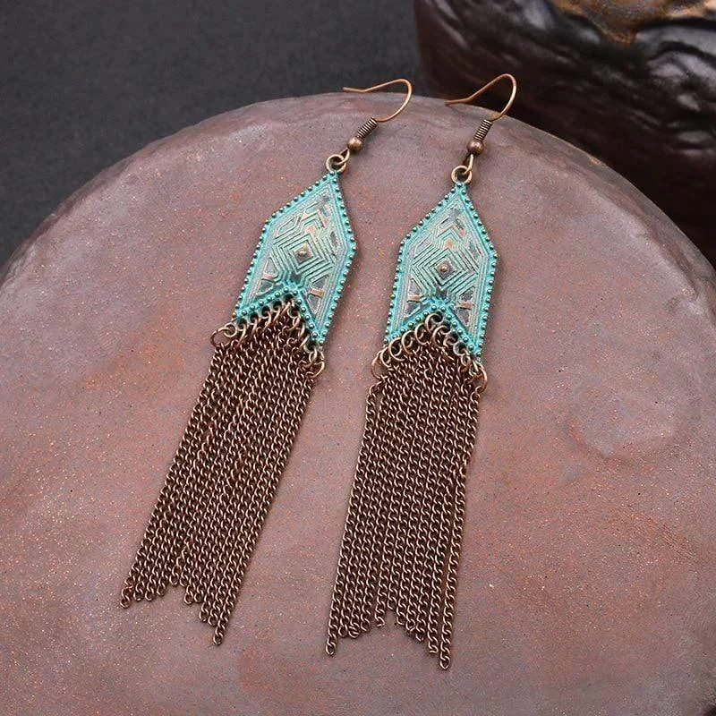 Ethnic Arrow Tassel Earrings - Glova