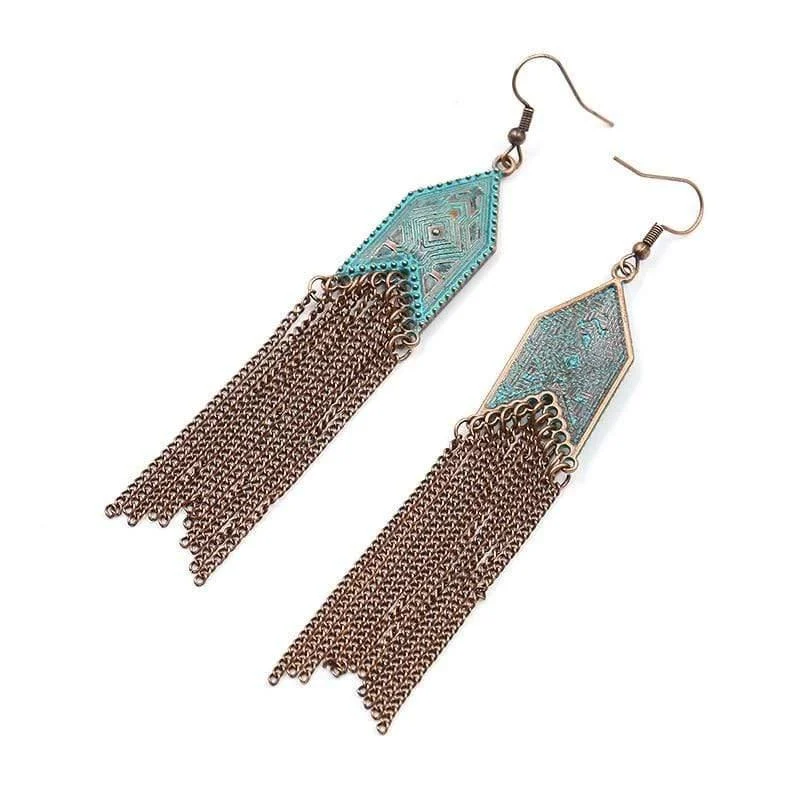 Ethnic Arrow Tassel Earrings - Glova