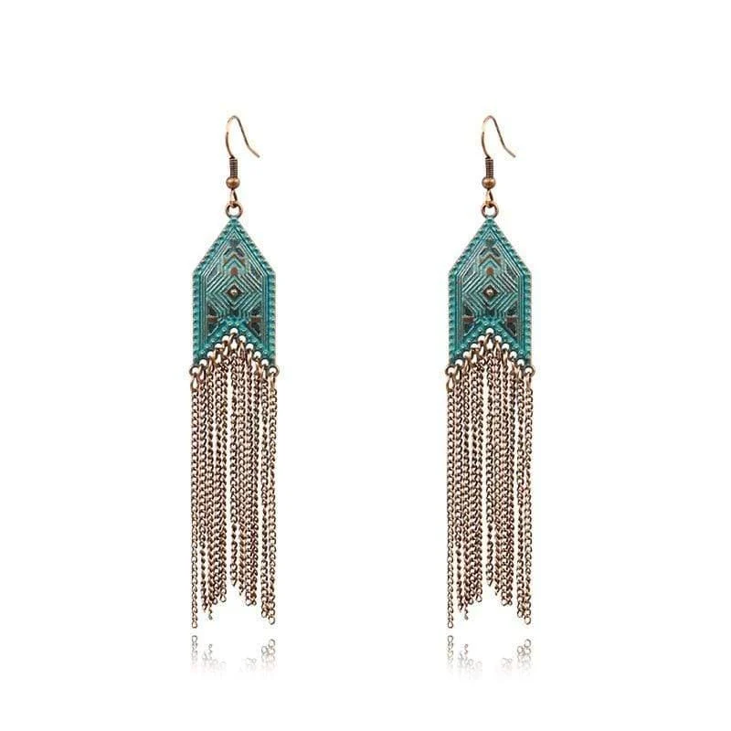 Ethnic Arrow Tassel Earrings - Glova