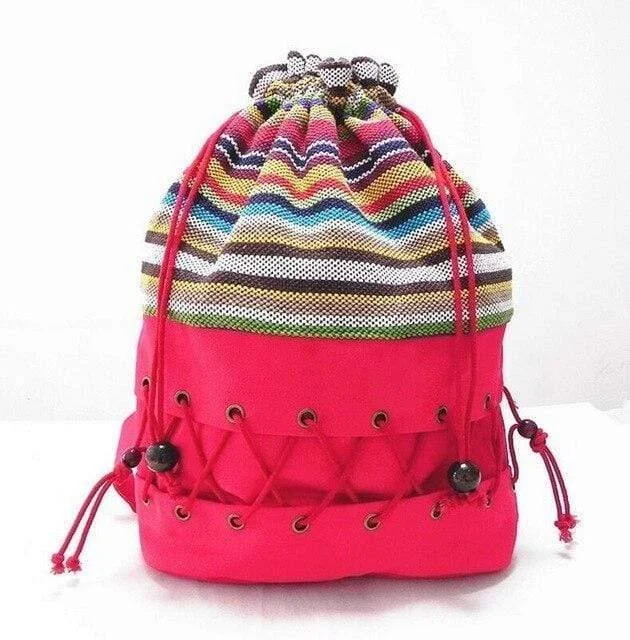 Ethnic Canvas Striped Backpack - Glova