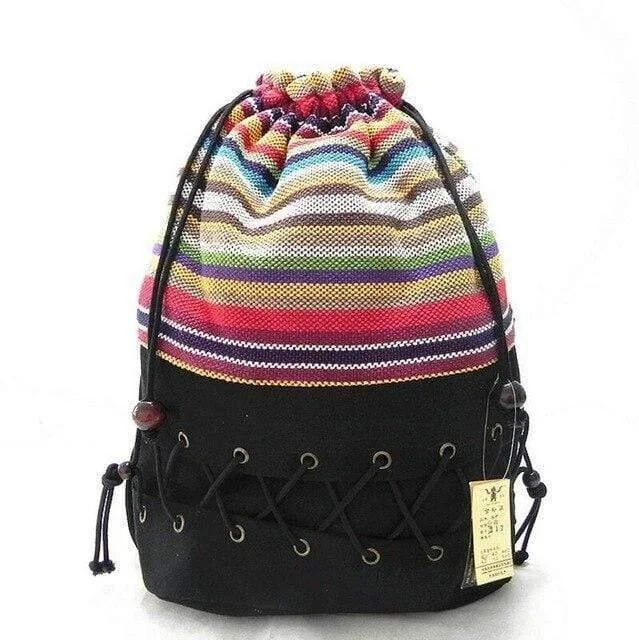 Ethnic Canvas Striped Backpack - Glova