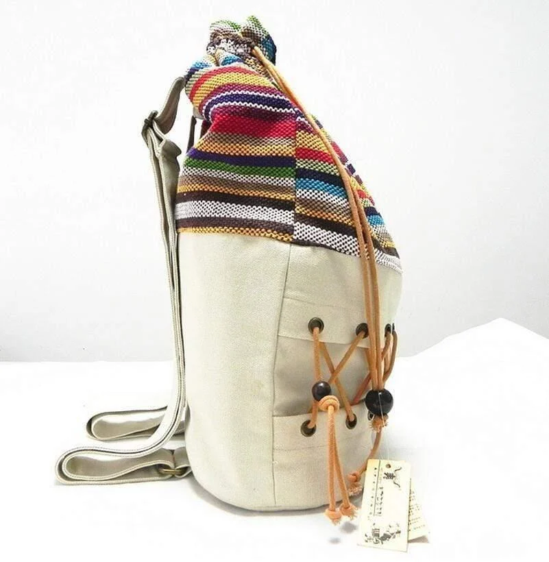 Ethnic Canvas Striped Backpack - Glova