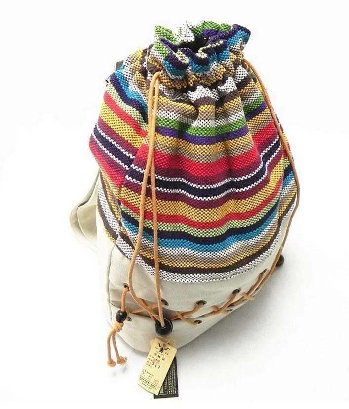 Ethnic Canvas Striped Backpack - Glova