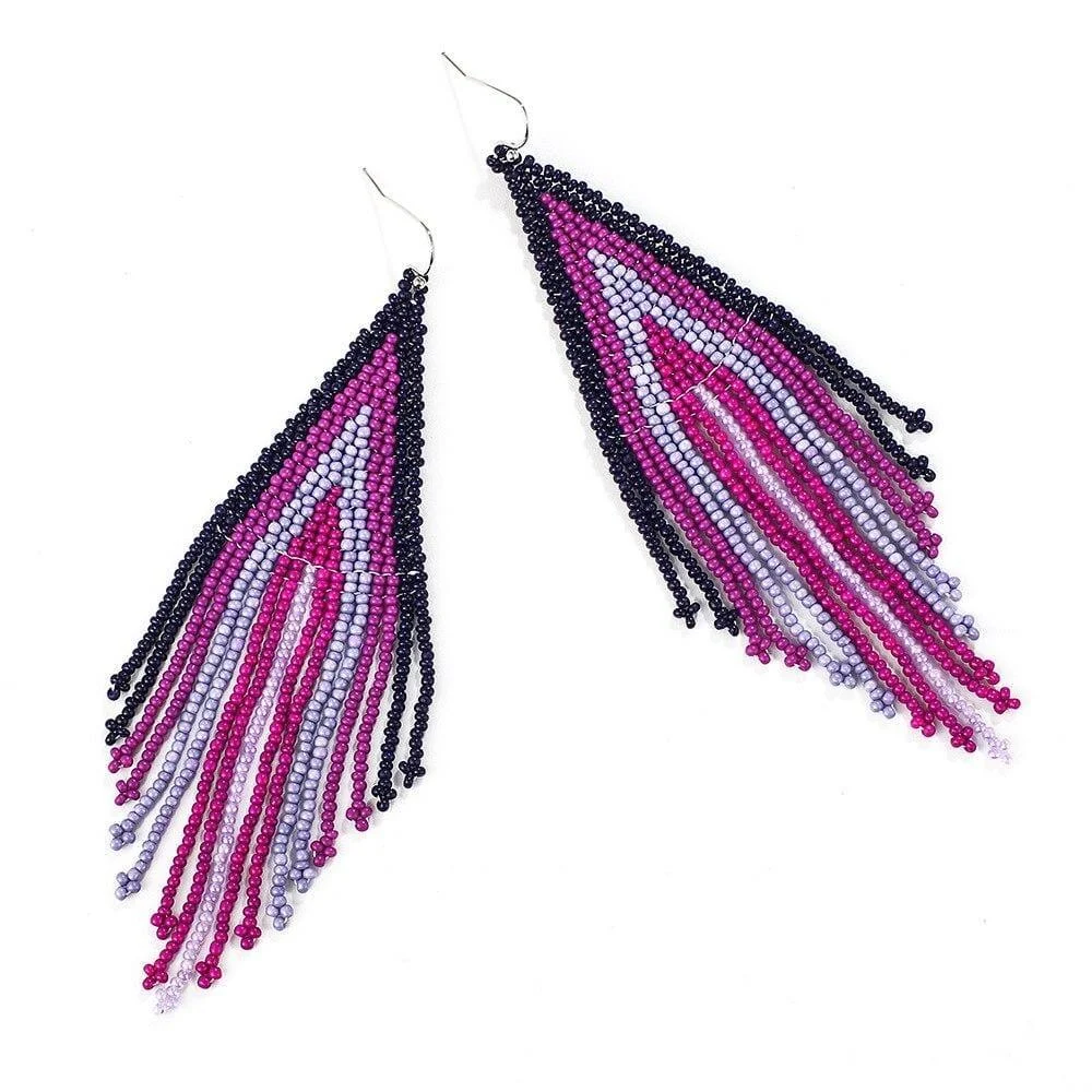 Ethnic Colorful Long Earrings - Glova