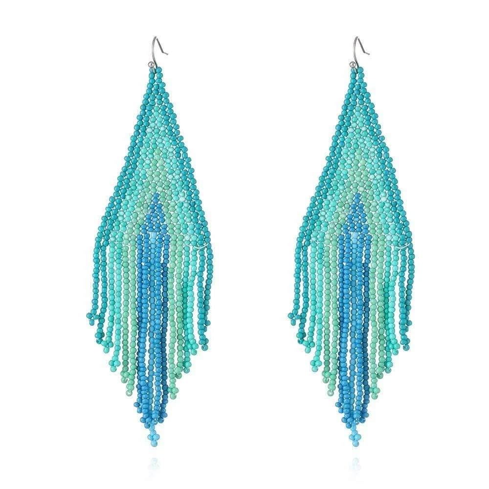 Ethnic Colorful Long Earrings - Glova