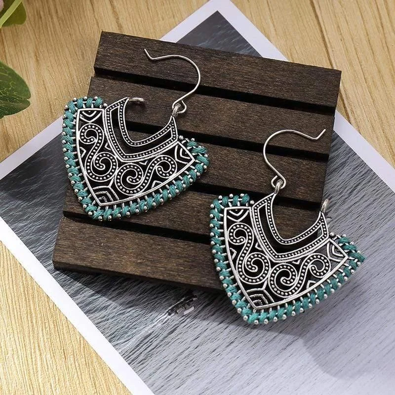 Ethnic Design Silver Earrings - Glova