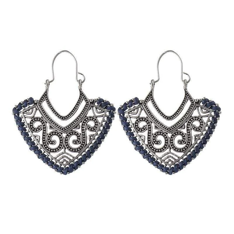 Ethnic Design Silver Earrings - Glova