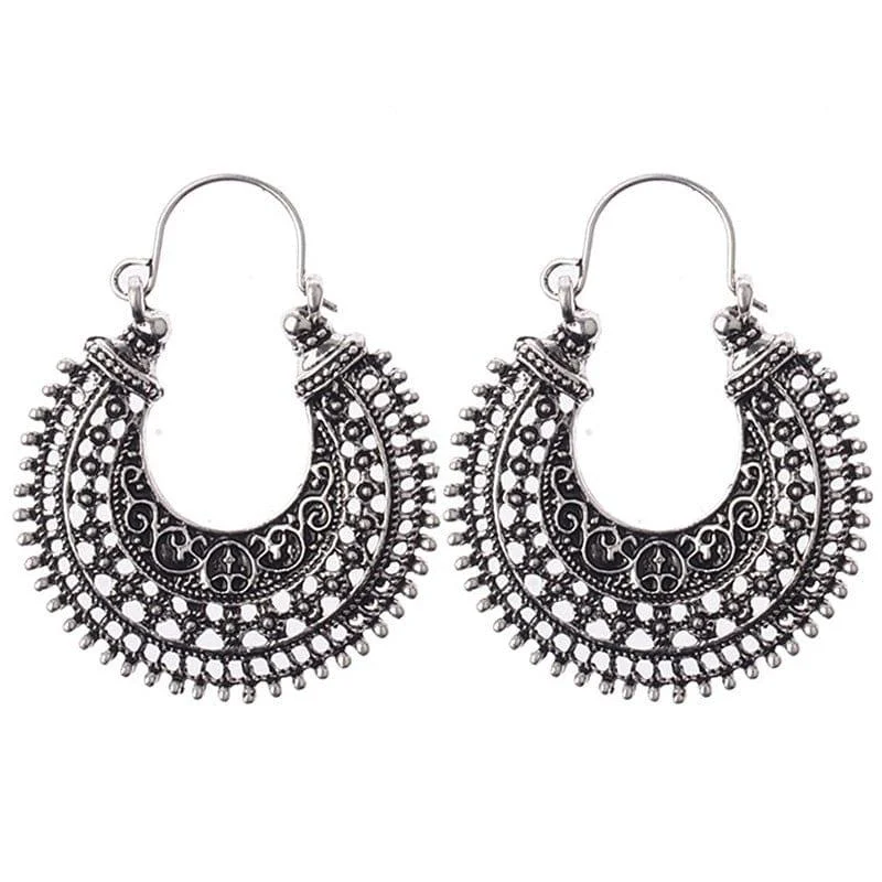 Ethnic Drop Hoop Earring - Glova