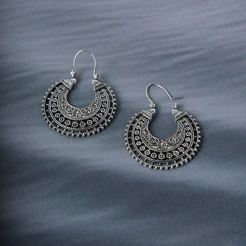 Ethnic Drop Hoop Earring - Glova