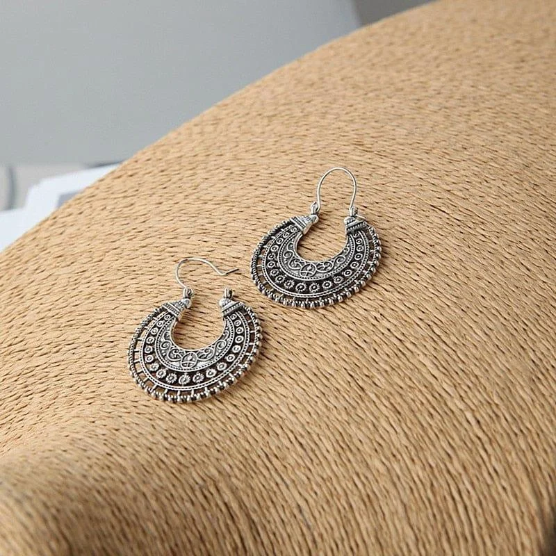 Ethnic Drop Hoop Earring - Glova