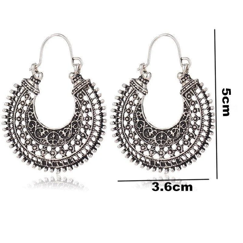 Ethnic Drop Hoop Earring - Glova