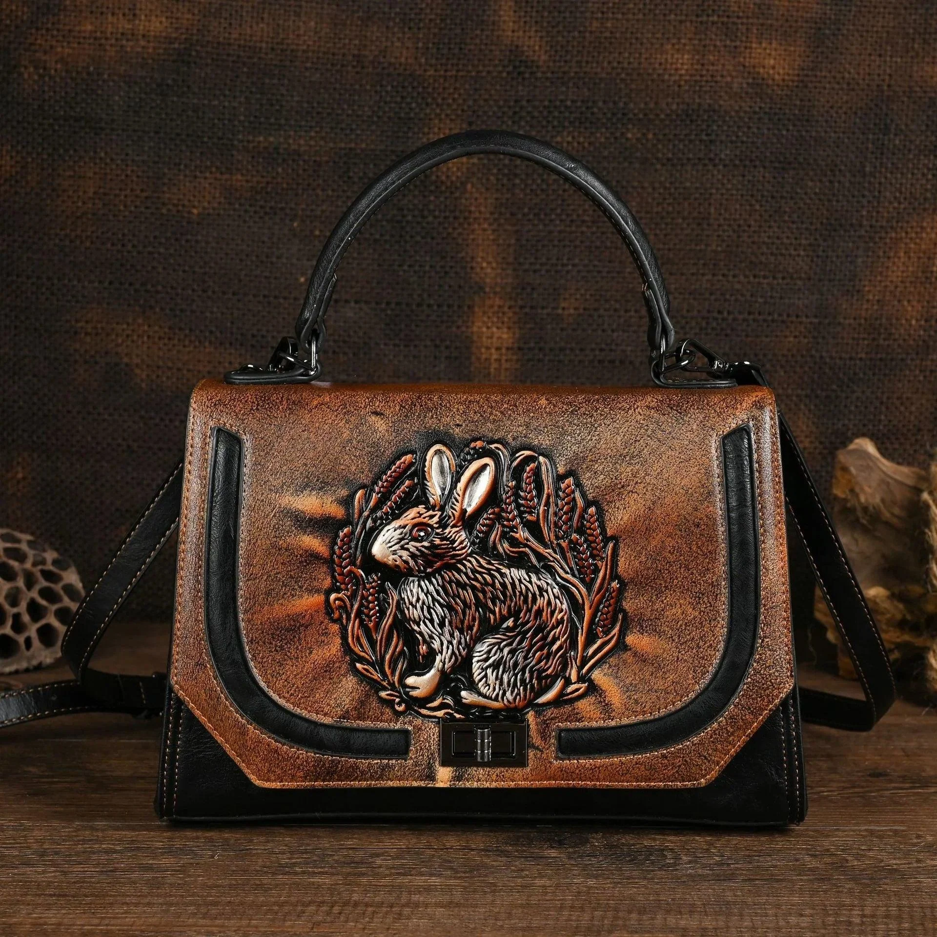 Ethnic Style Embossed Crossbody Handmade Leather Handbags - Glova