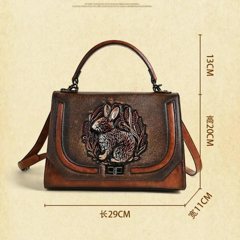 Ethnic Style Embossed Crossbody Handmade Leather Handbags - Glova