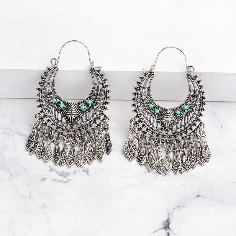 Ethnic Tasseled Drop Earrings - Glova