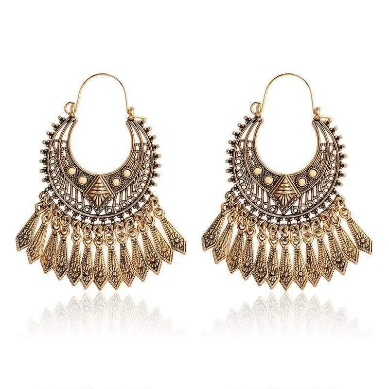 Ethnic Tasseled Drop Earrings - Glova