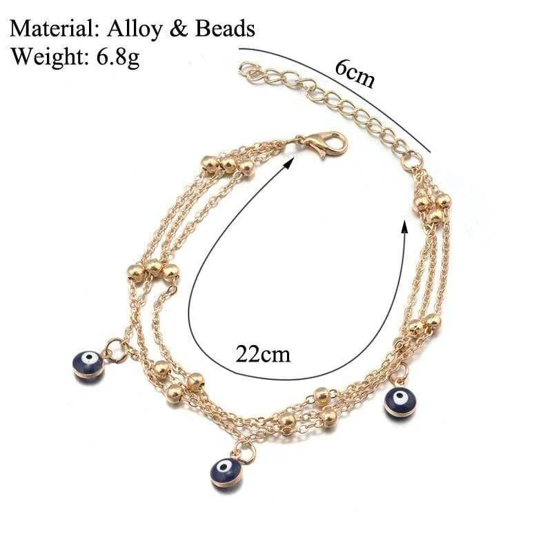 Evil Eye Beads Ankle Bracelet - Glova