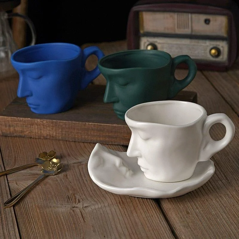 Face Reflection Coffee Cup and Saucer - Glova