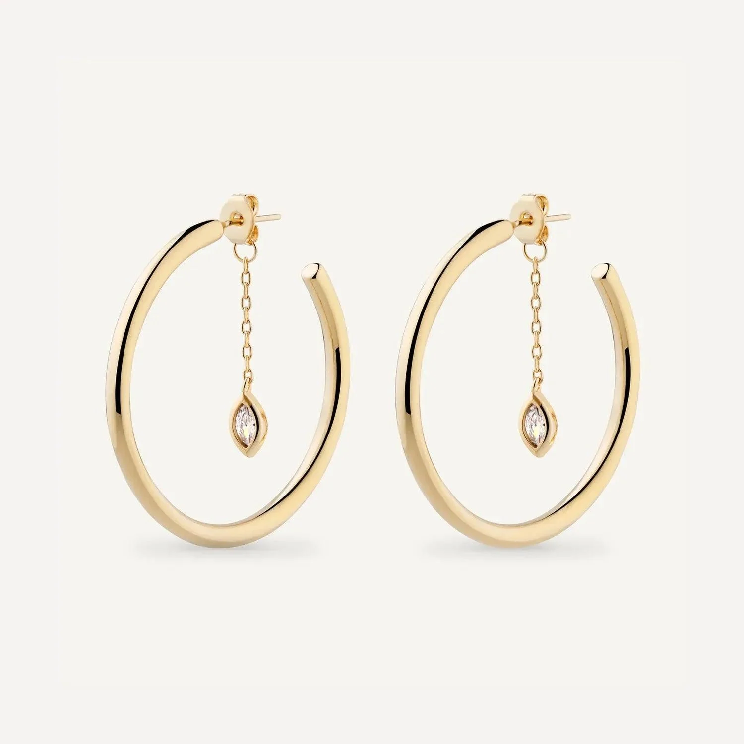 Fara Hoop Drop Chain CZ Earring - Glova