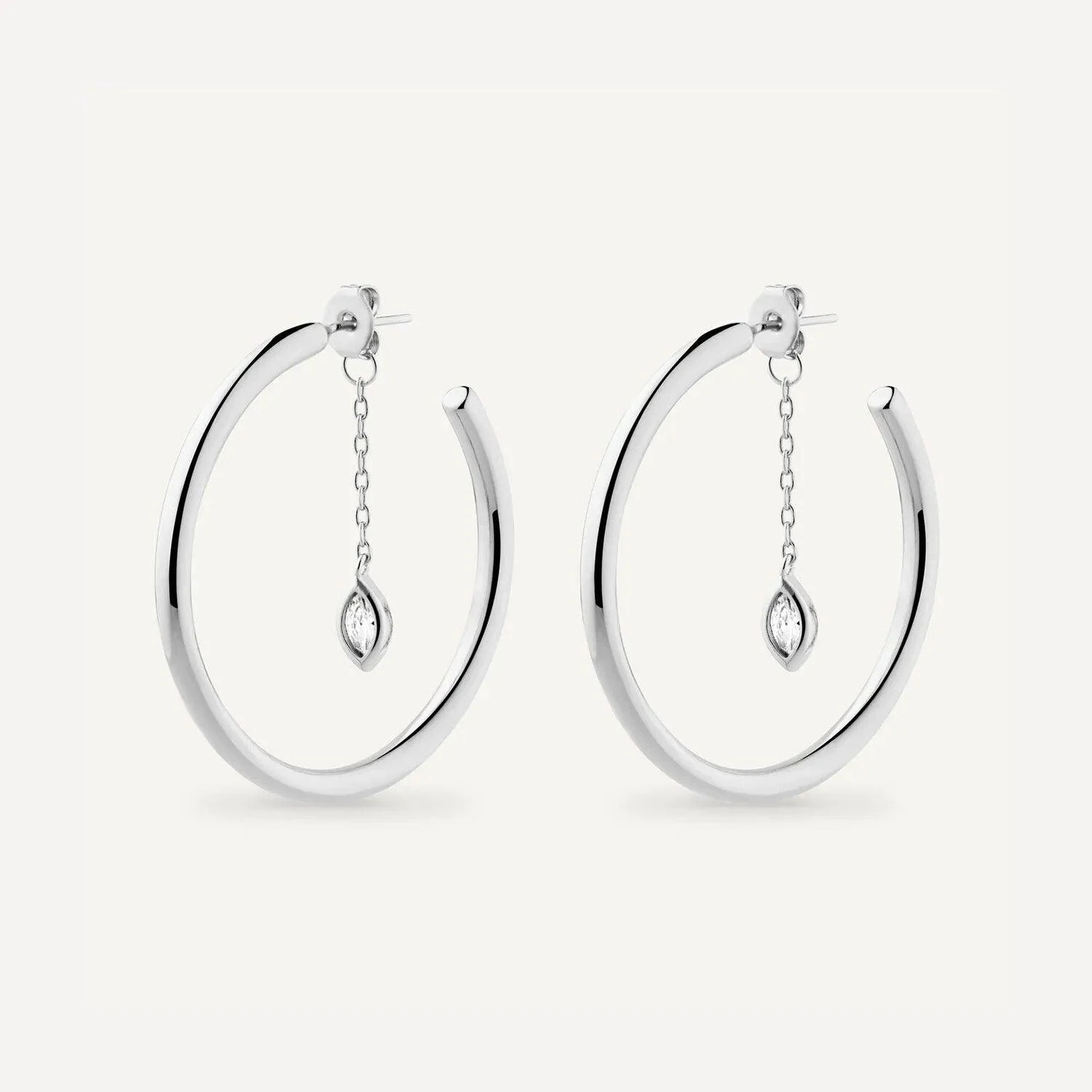 Fara Hoop Drop Chain CZ Earring - Glova