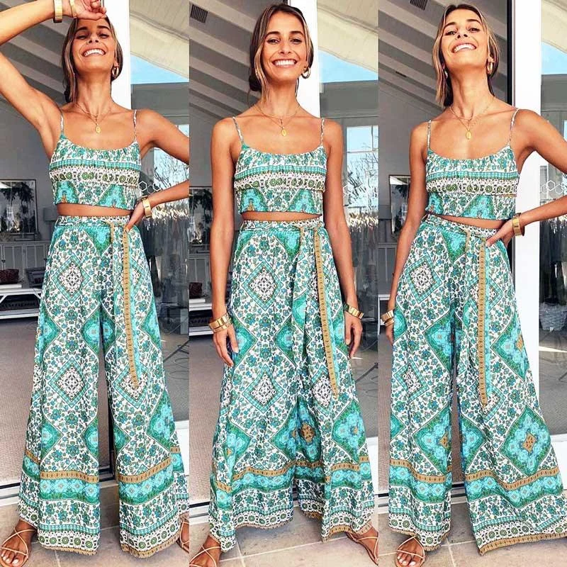 FARRAH Pants & Crop Top Set - Glova