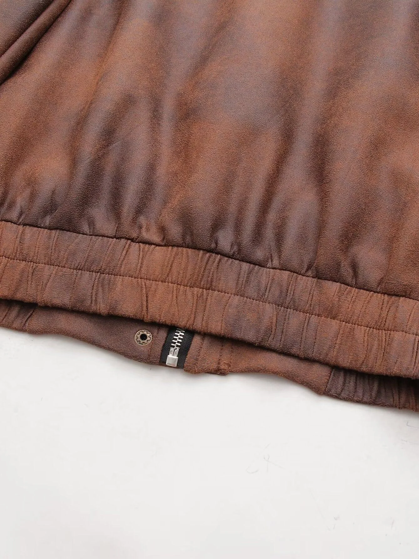 Faux Leather Bomber Jacket In Brown - Glova