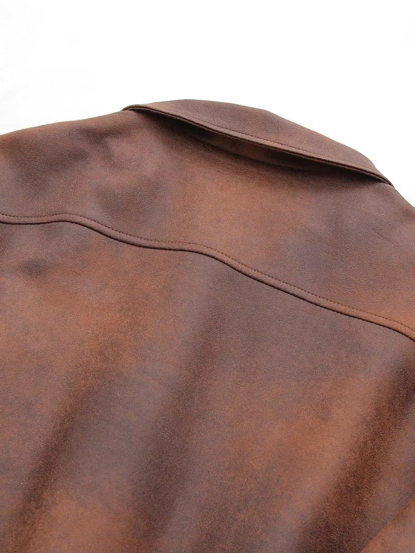 Faux Leather Bomber Jacket In Brown - Glova