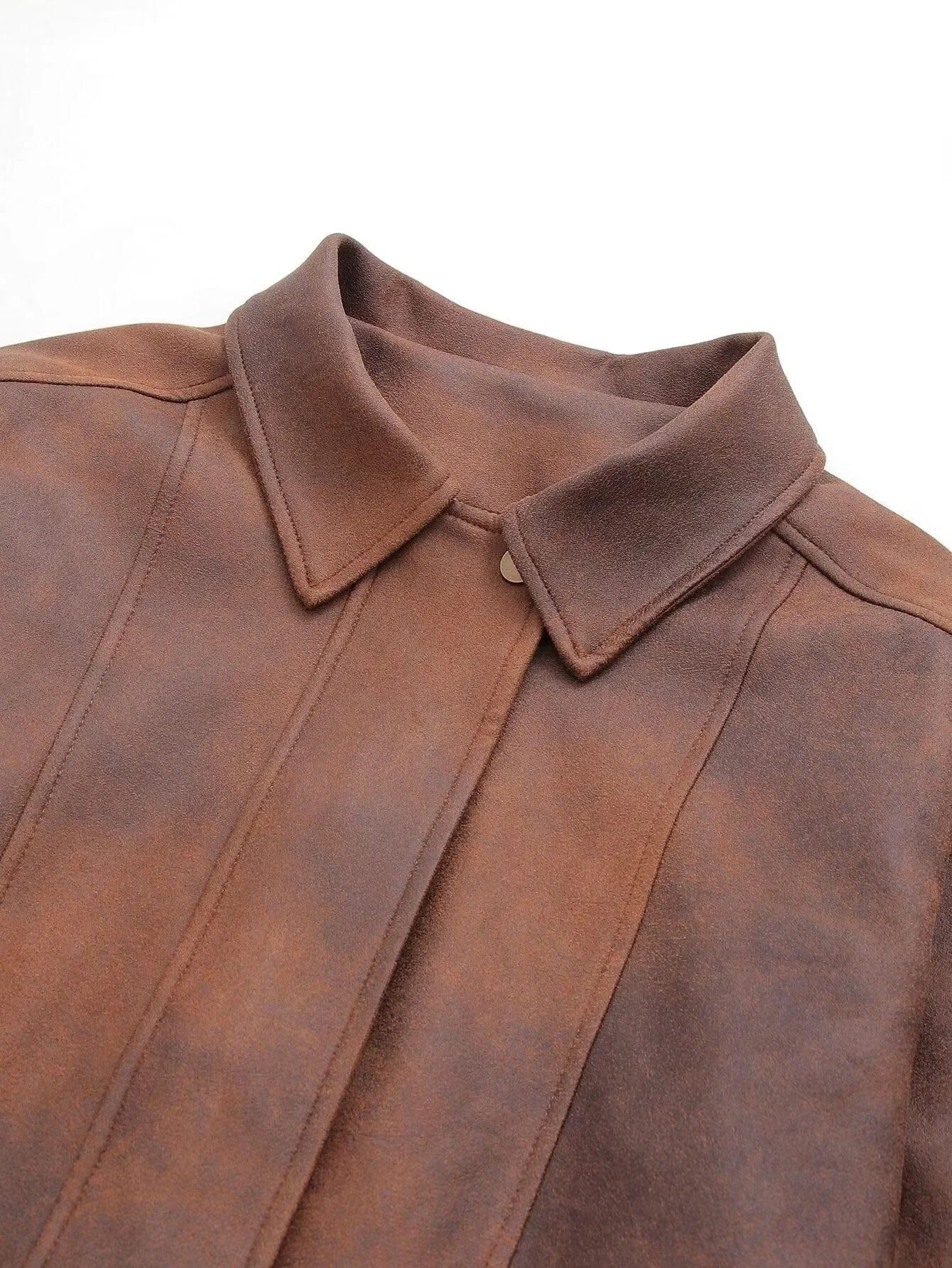 Faux Leather Bomber Jacket In Brown - Glova