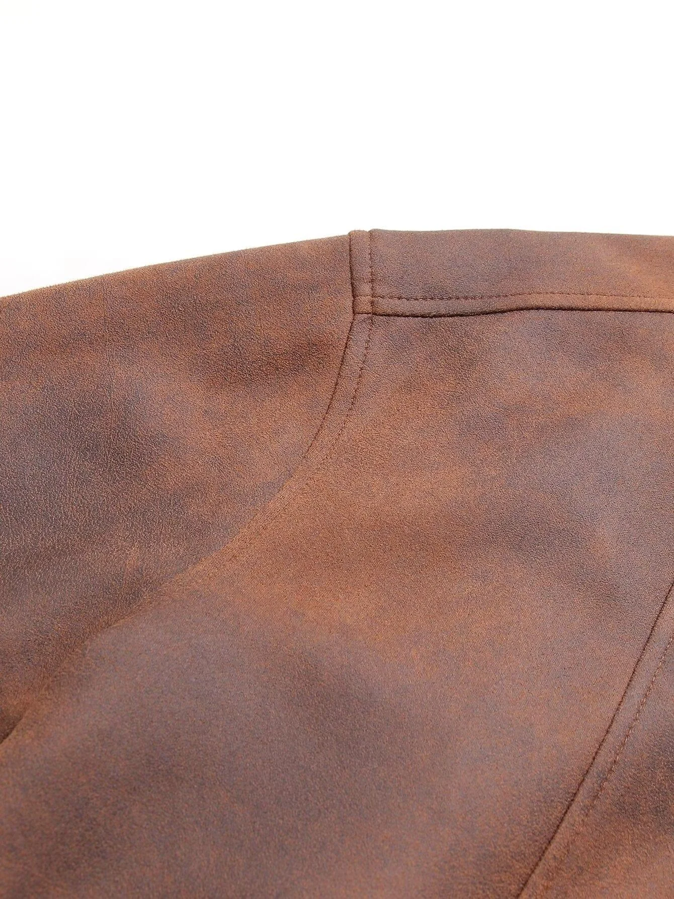 Faux Leather Bomber Jacket In Brown - Glova