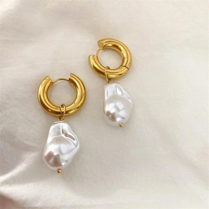 Faye Freshwater Baroque Pearl Drop Earrings - Glova