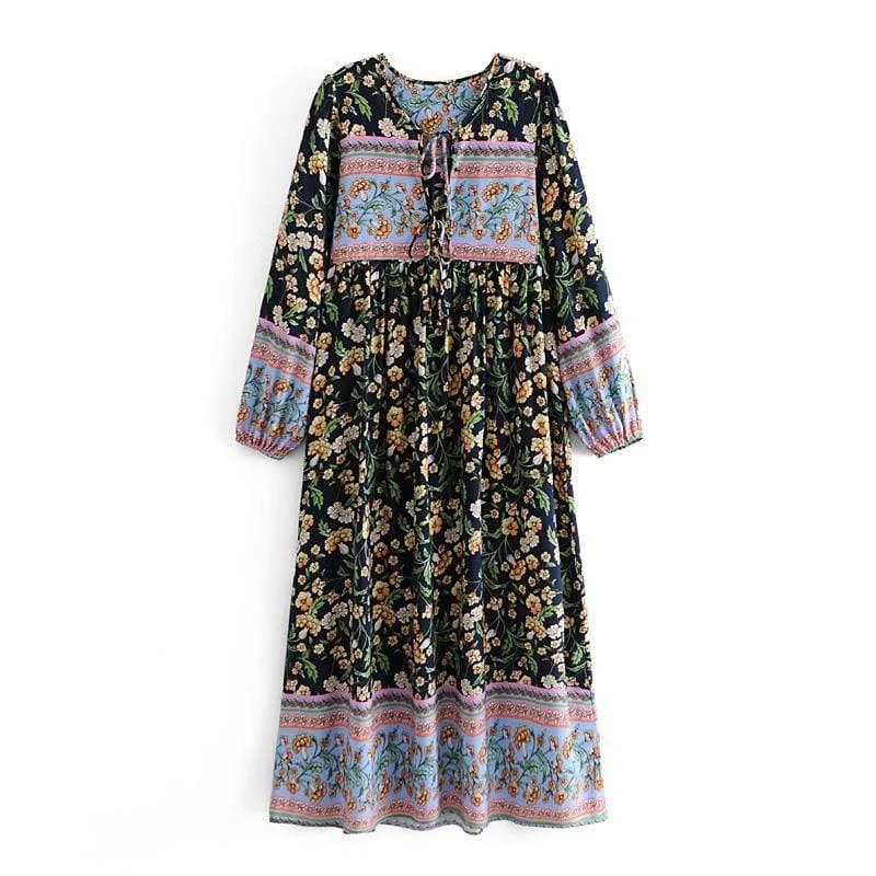 Fenna Black Floral Maxi Dress - Glova