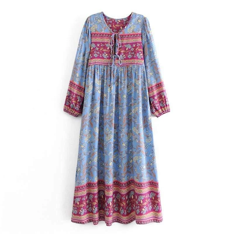 Fenna Blue Floral Maxi Dress - Glova