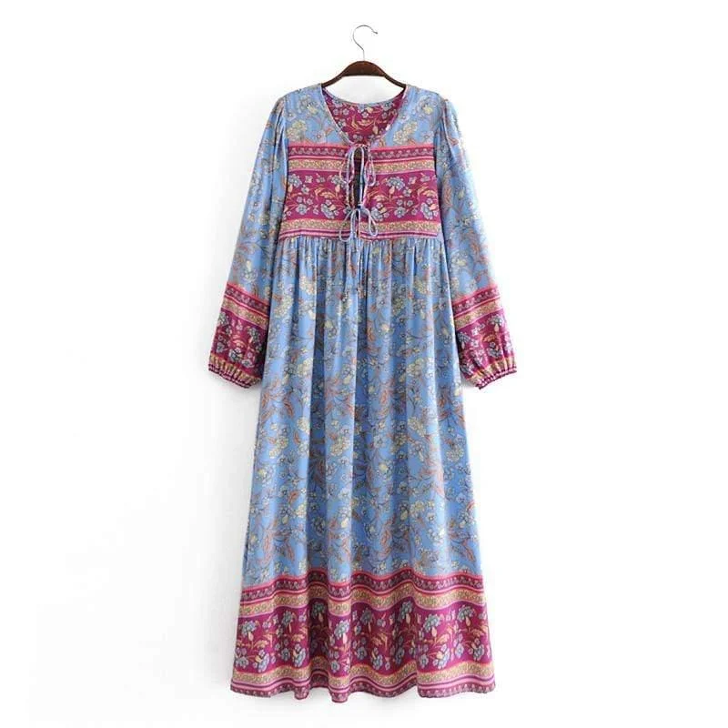 Fenna Blue Floral Maxi Dress - Glova