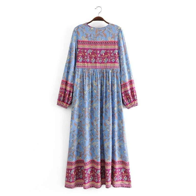 Fenna Blue Floral Maxi Dress - Glova