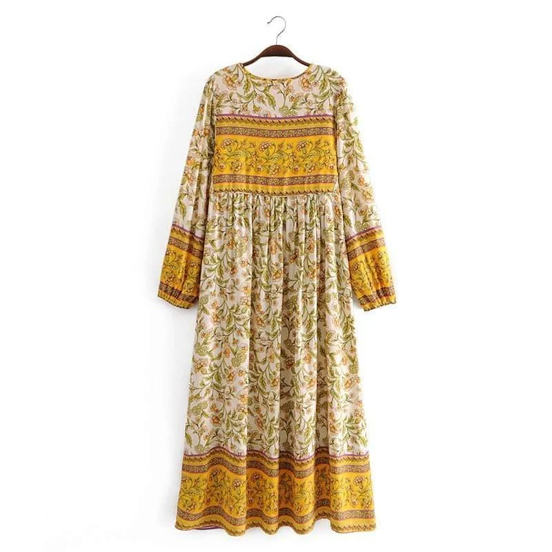 Fenna Yellow Floral Maxi Dress - Glova