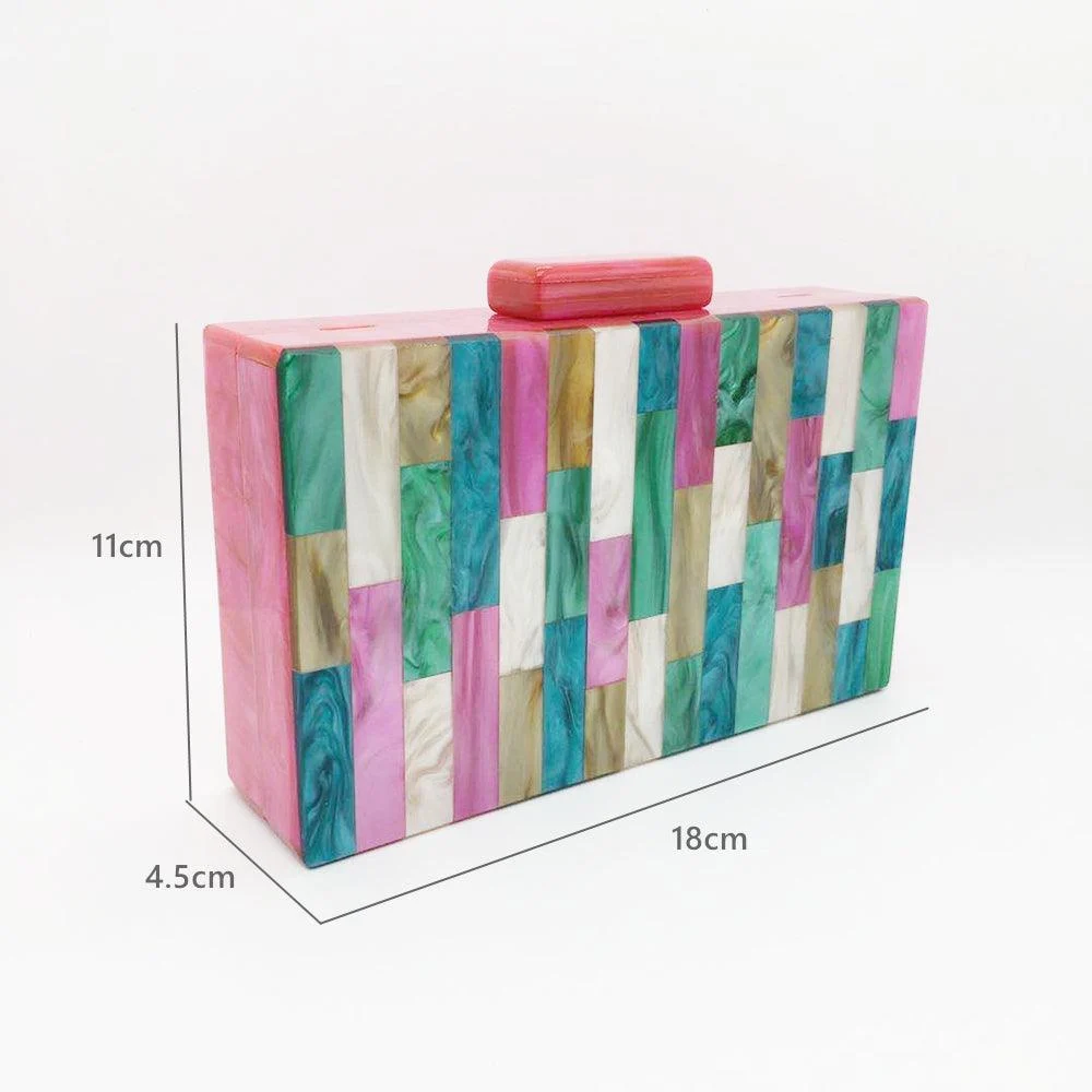 Feria Multi-Color Acrylic Evening Box Clutch - Glova