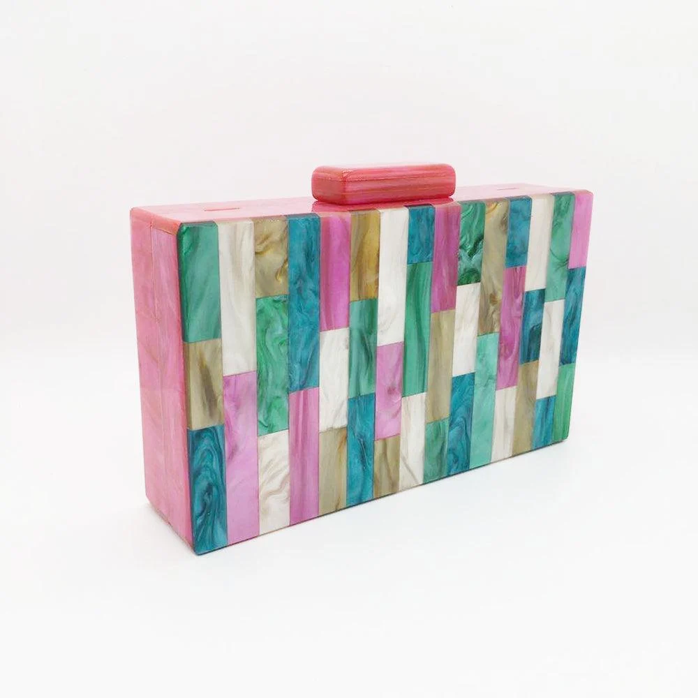 Feria Multi-Color Acrylic Evening Box Clutch - Glova